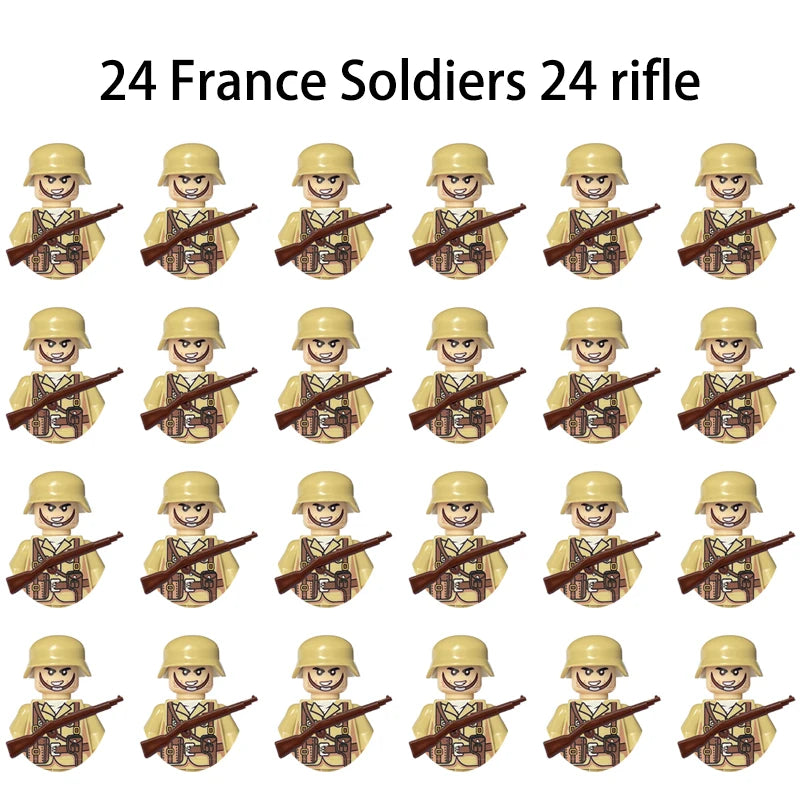 WWII Infantry Military Soldier War National Army Mini Gun armament Models Building Blocks Building Blocks Toys for Kids