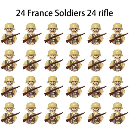 WWII Infantry Military Soldier War National Army Mini Gun armament Models Building Blocks Building Blocks Toys for Kids