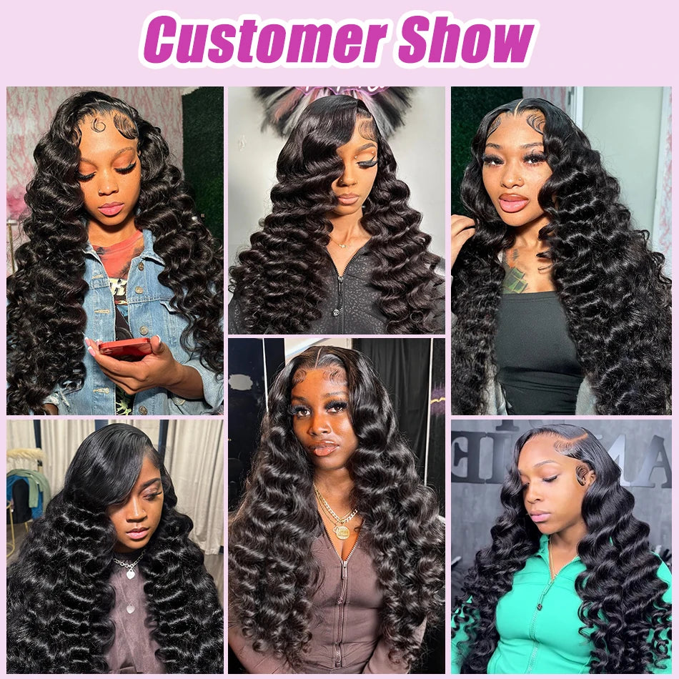 250 Density Loose Deep Wave Human Hair Wig 30 Inch HD 13x6 Lace Frontal Wig 13x4 Water Wave Curly Lace Front Wigs Preplucked