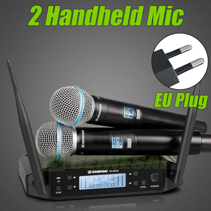 SENNESAI GLXD24 B58 Professional Dual Wireless Microphone 600-699MHz System Stage Performances UHF Dynamic 2 Channel Handheld