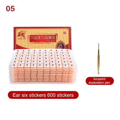 600 Patches Ear Care Red Bianstone Ear Acupuncture Massage Therapy Needle Patch Seeds Sticker Auricular Auriculotherapy Kit