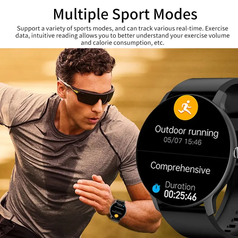 Smartwatch LIGE męski damski z pełnym ekranem dotykowym Sportowy zegarek fitness męski IP67 Wodoodporny Bluetooth dla Androida iOS Smartwatch Mężczyźni