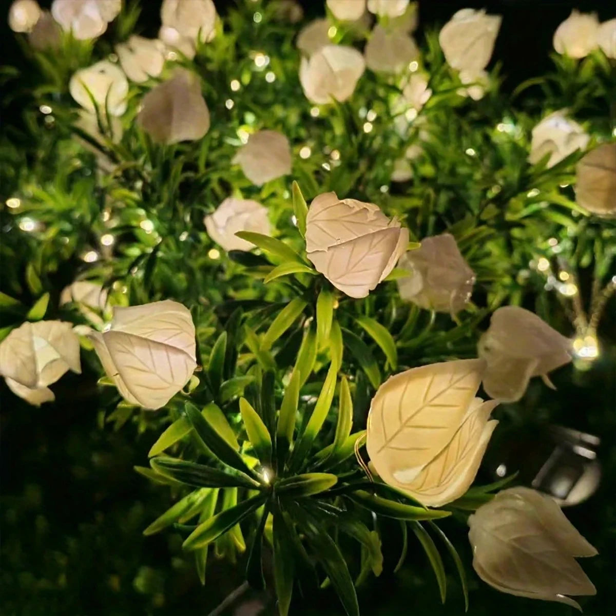 1pc Solar gardenia lamp, outdoor solar garden lamp, with warm white artificial flower lamp suitable for garden lawn decoration