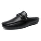 Summer Half Shoes For Men Comfortable Leather Casual Shoes Soft Flat Men's Loafers Lightweight Slip-on Shoes Man Daily Slippers