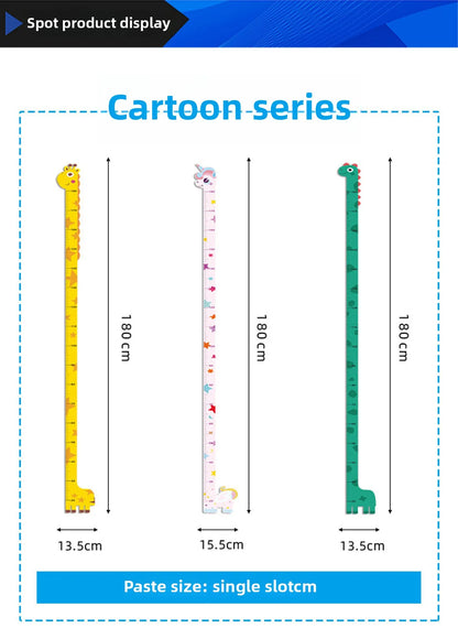 Cute Cartoon Height Sticker Unicorn Dinosaur Giraffe Wall Height Measuring Ruler Stickers For Kids Room Kindergarten Decor