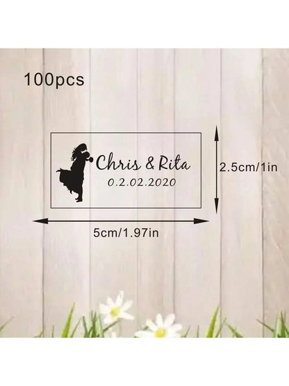 100 Wedding Bubble Tags Bubble Stick Transparent Tags, Wedding Stickers, Transparent Tags, Custom Names and Dates