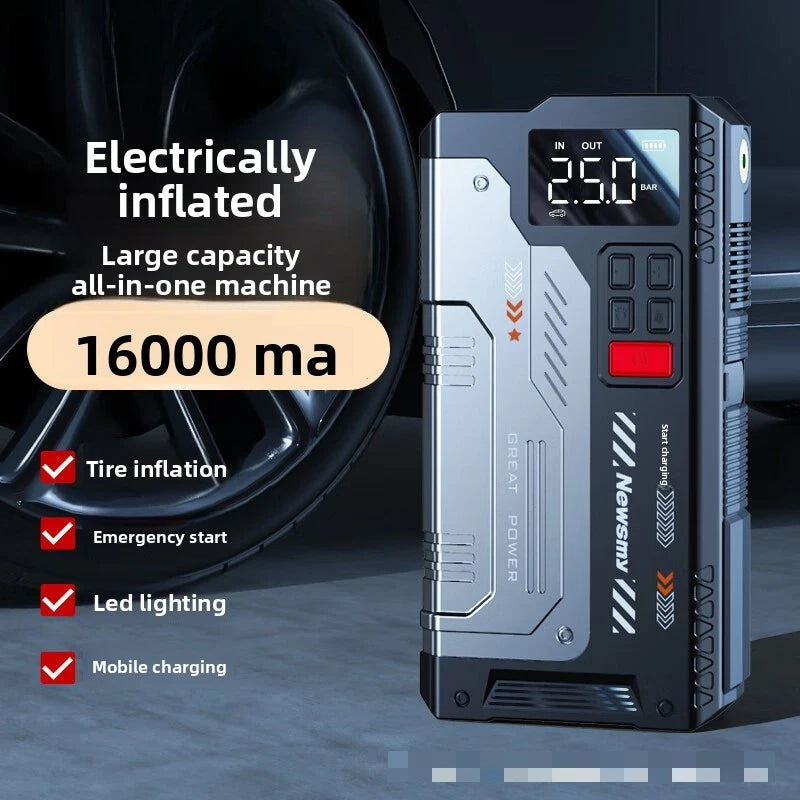Rozrusznik samochodowy 2 w 1 z pompką powietrza M5 Awaryjny wzmacniacz akumulatora Cyfrowy inflator do opon z monitoringiem opon