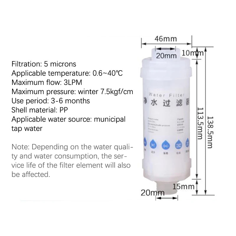 Pre-Filter Water Filter PP Cotton Filter Purifier Removal Heavy Metal Purifier Shower Washing Machine Filter Home Healthproduct