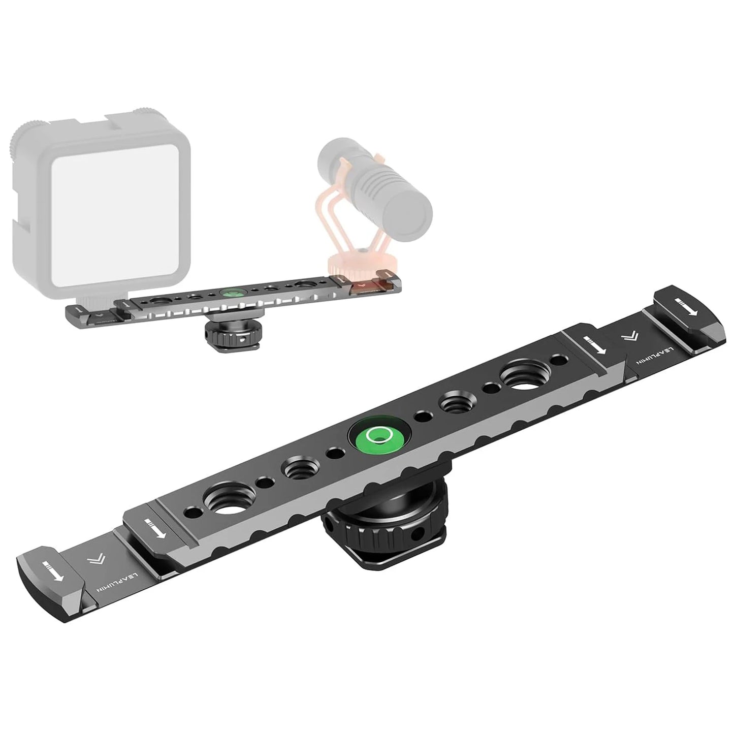Dual Cold Shoe Mount for Vlogging, Metal Microphone Mount with 1/4" Tripod Screw & 4 Screw Holes for DSLR, Microphone