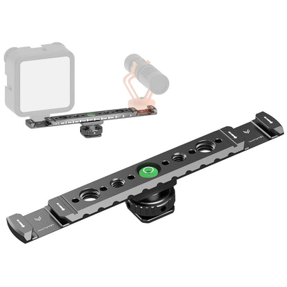 Dual Cold Shoe Mount for Vlogging, Metal Microphone Mount with 1/4" Tripod Screw & 4 Screw Holes for DSLR, Microphone