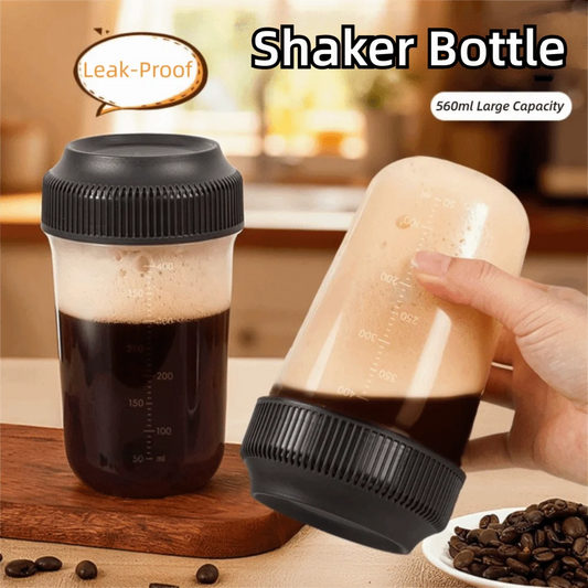 Microwave Safe Plastic Shaker Bottle with Scale 560ML Tumbler Leakproof Coffee Mixing Bottle Smoothies