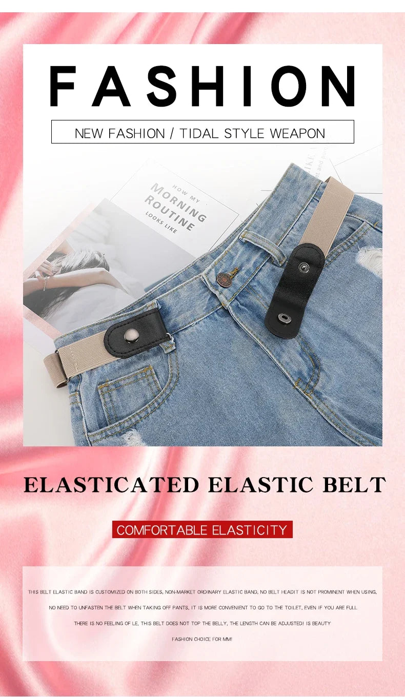 1pc Buckle-Free Belt For Jean Pants,Dresses,No Buckle Stretch Elastic Waist Belt For Women/Men,No Bulge,No Hassle Waist Belt