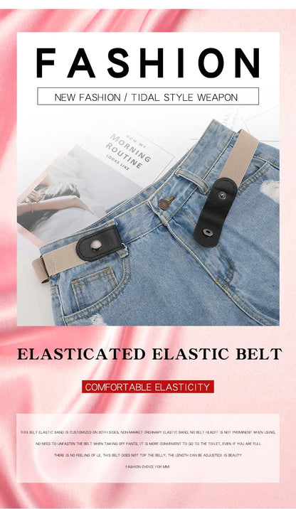 1pc Buckle-Free Belt For Jean Pants,Dresses,No Buckle Stretch Elastic Waist Belt For Women/Men,No Bulge,No Hassle Waist Belt