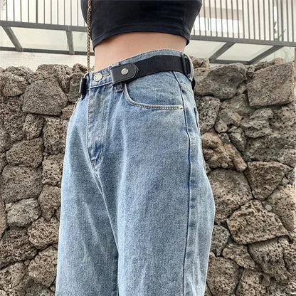 Elastic Adjustable Invisible Waist Belt Canvas Buckle-free Belt For Women Men No Buckle Easy Wear For Jeans Pants Dress