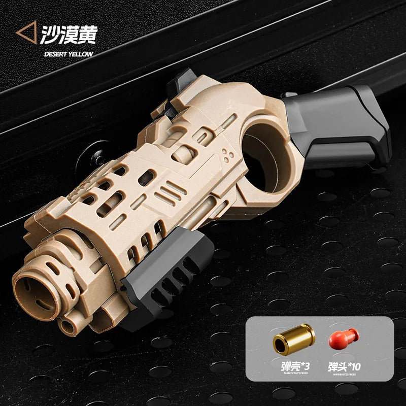 EDC Shootable Toy Pistol with 1-Button Shell Ejection and Card Pushing Function, Black Technology Mini Handgun for Stress Relief