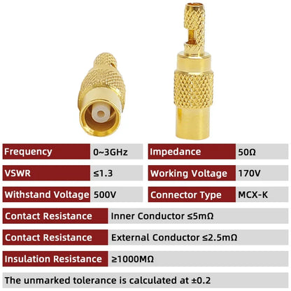 MCX MMCX RF Connector  Male/Female Straight Adapters RG316/RG174 Crimp Connectors for WiFi Antenna Applications