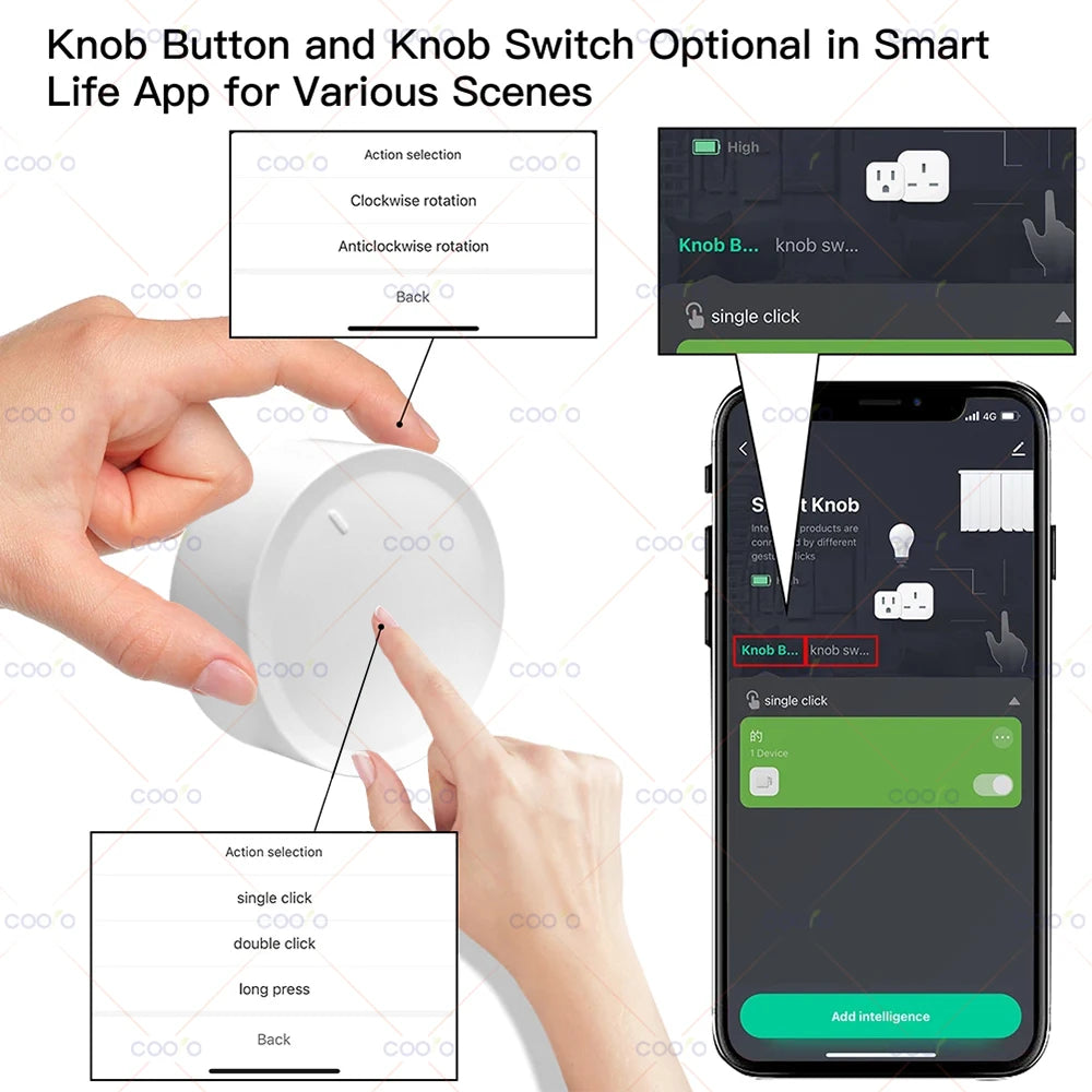 Tuya ZigBee Smart Knob Switch Wireless Scene Button Rotatable Dimmer Switch Home Appliances Automation Scenario Linkage Remoter