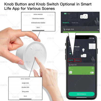 Tuya ZigBee Smart Knob Switch Wireless Scene Button Rotatable Dimmer Switch Home Appliances Automation Scenario Linkage Remoter