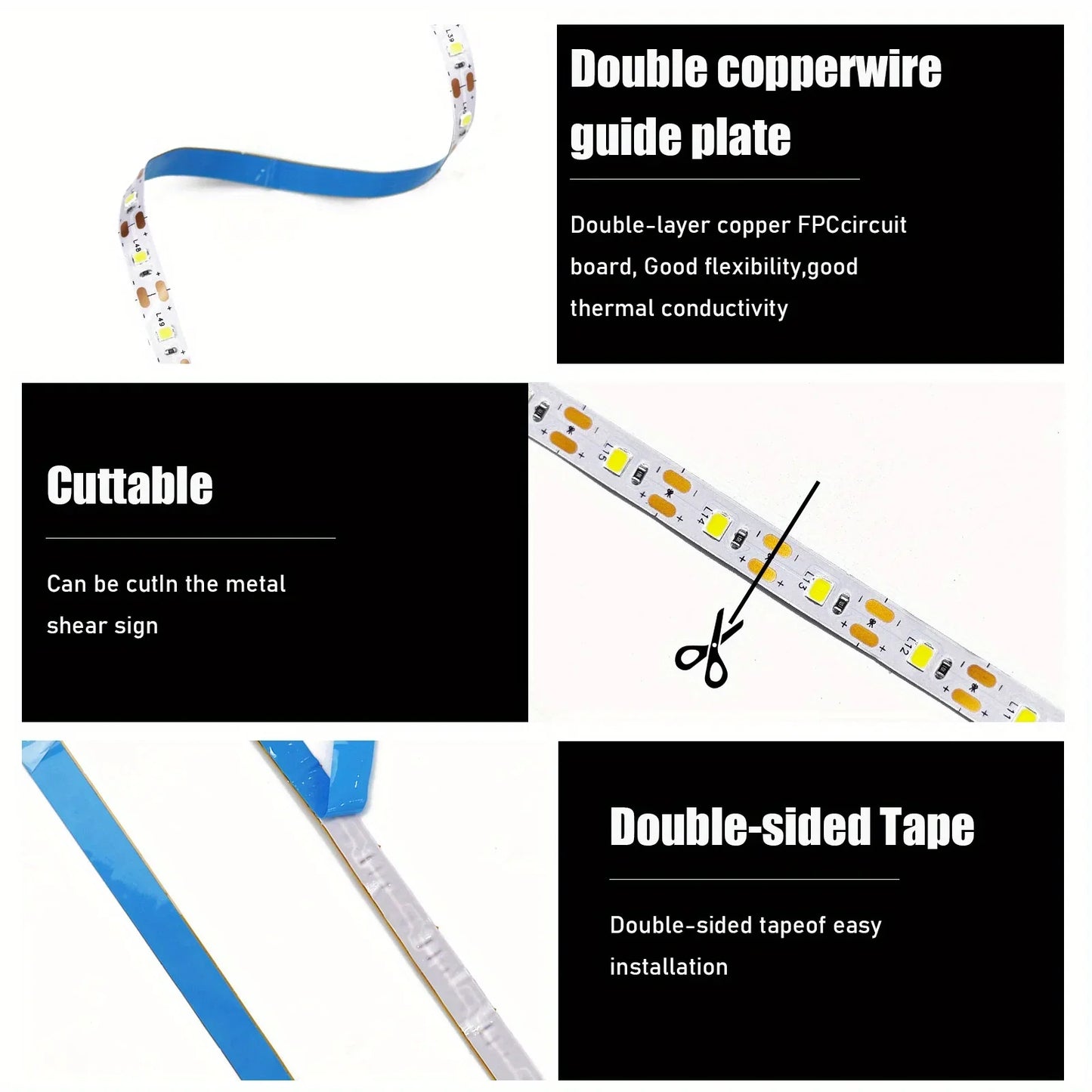 5V 2835 LED Strip Lights can be pasted,cuttable,White/Warm White Flexible LED Light For TV Backlight Home Cabinet Decor Lighting