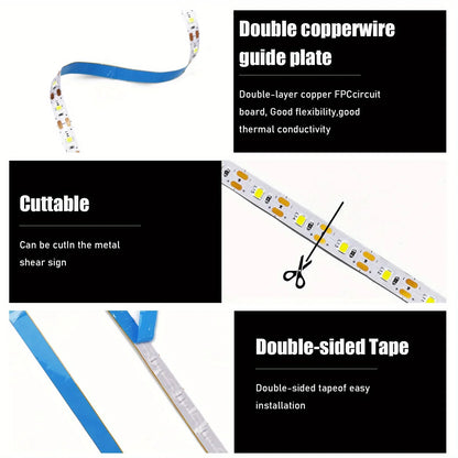 5V 2835 LED Strip Lights can be pasted,cuttable,White/Warm White Flexible LED Light For TV Backlight Home Cabinet Decor Lighting