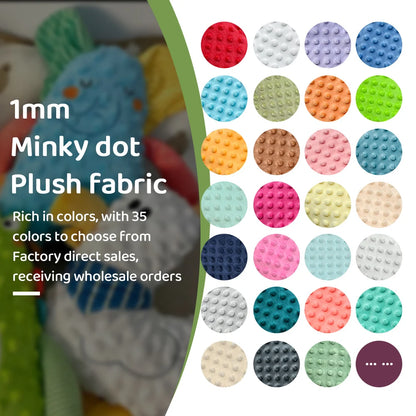 Minky Dot Fabric For Baby Comfort Blankets 1mm Pile Length Polyester Single Sided Swaddle Baby Crying Comfort Plush Fabric