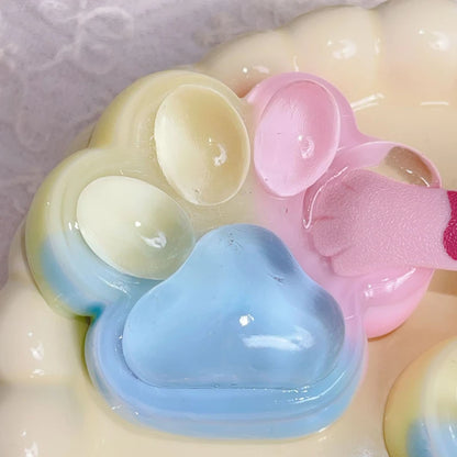 Three-Color Rainbow Cat Paw Squishy Pinch Squeeze Toy Cute Soft Slow Rebound Stress Relief Jelly Pinch Fifget Toy for Kids Adult
