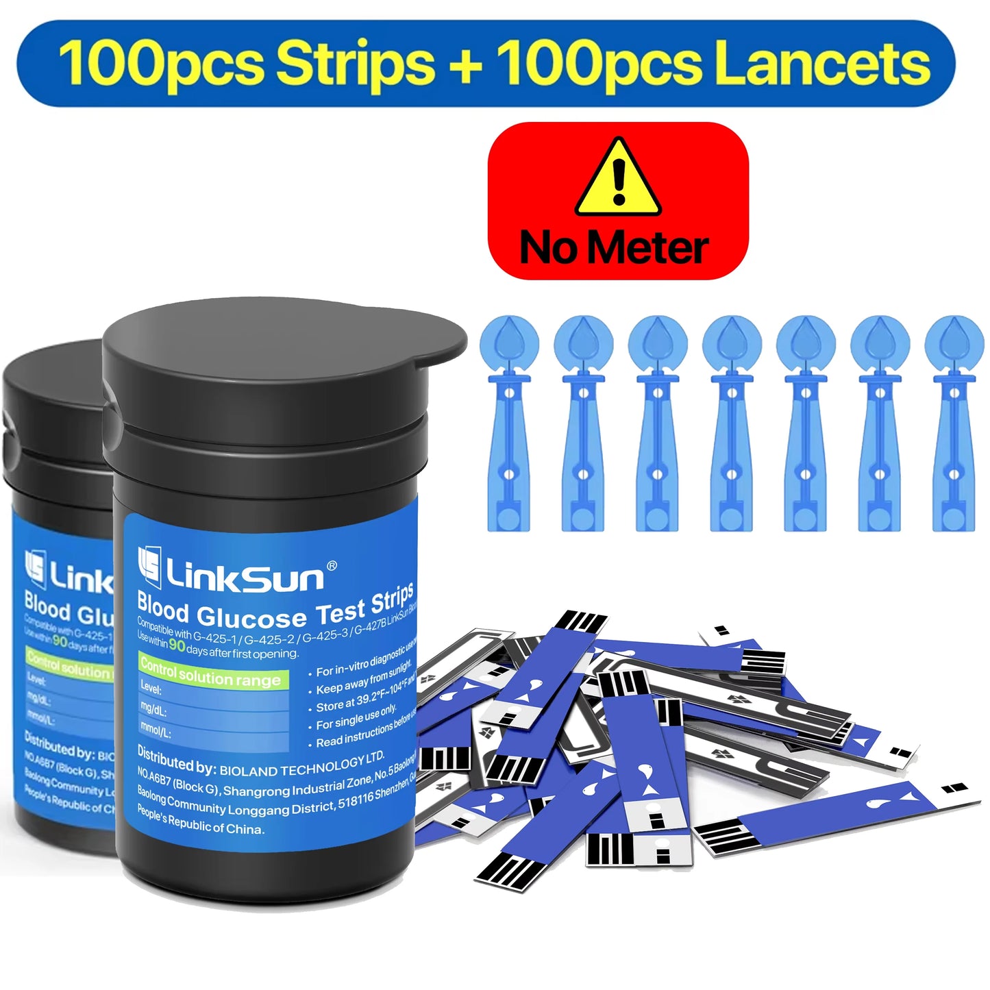 LinkSun G-425-1 Blood Glucose Meter Kit 50/100pcs Test Strips Lancets for Diabetes Monitor Digital Glucometer Blood Sugar Meter
