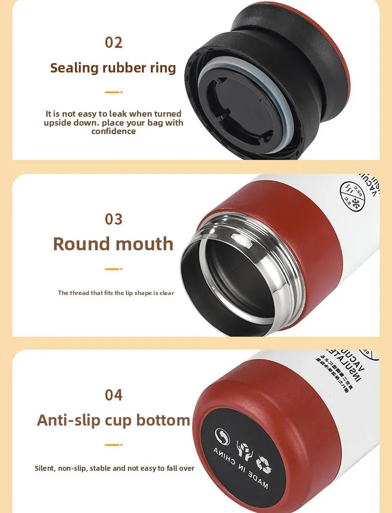 Portable Japanese Style 304 Stainless Steel Insulated Coffee Cup Spray Painted Element Cup Student Gift Car Use Thermos Mug