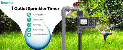 INSOMA Automatic Water Timer Intelligent Irrigation Watering System LCD Display IPX5 Sprinkler Timer Garden Programmer Equipment