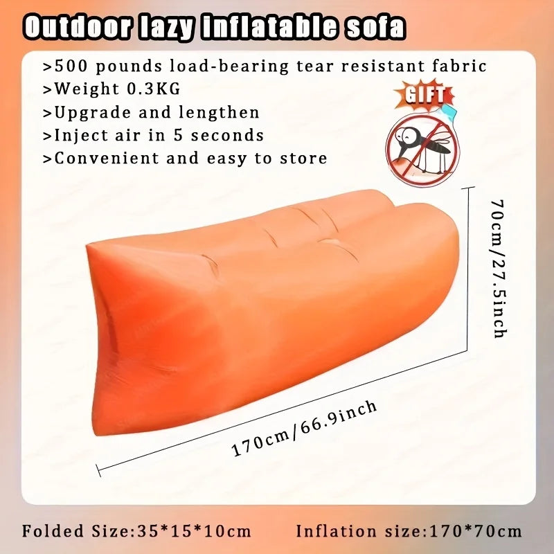 1PCS Outdoor Inflatable Lazy Sofa, Portable Camping Sofa Bed with Oxford Fabric - Lightweight Foldable Air Couch for Beach