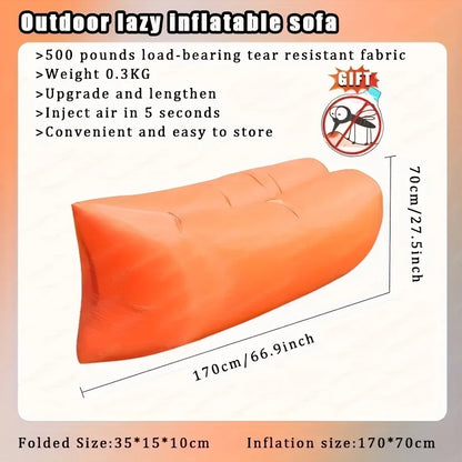 1PCS Outdoor Inflatable Lazy Sofa, Portable Camping Sofa Bed with Oxford Fabric - Lightweight Foldable Air Couch for Beach