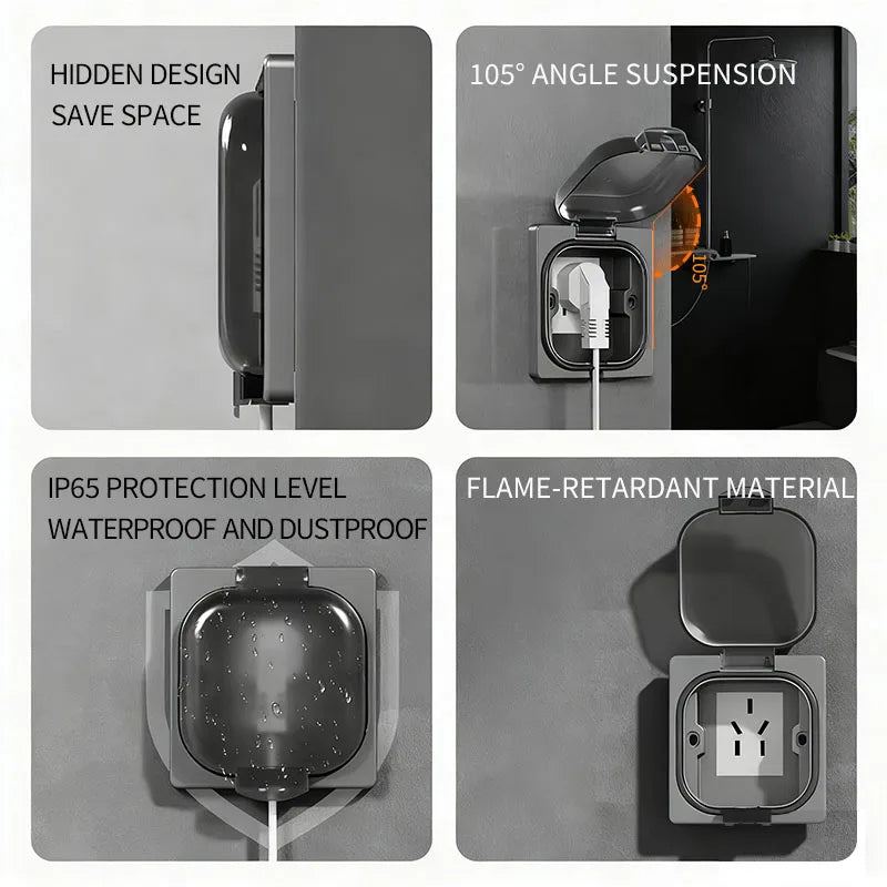 IP65 Waterproof Outdoor Socket, 16A High Power Wall Plate, 250V US/Thai Style 10A Receptacle, Bathroom & Weatherproof Electrical