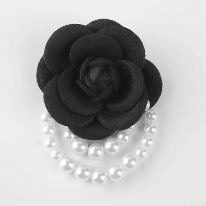 Multicolor Camellia Brooch Women Retro White Black Red Pink Wool Scarf Buckle Girls Pearl Brooches Elegant Jewelry Accessories