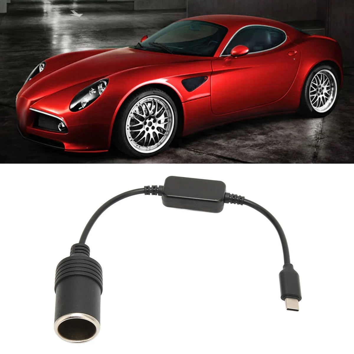 5V USB C To 12V Car Cigarette Lighter Converter Plug and Play Car Electronics Accessories Safe Male To Female for Car Recorder