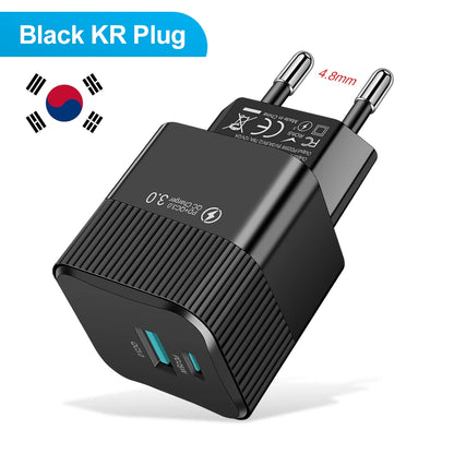2 Ports PD 25W USB C Fast Charger KR EU  Mini Travel Plug Phone Fast Charging Adapter for iPhone 15 Pro Max Oneplus