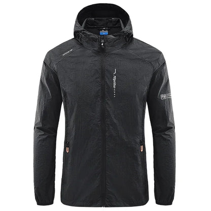 UPF50+ Summer Outdoor Quick Dry Sun-Protective Thin Jacket Men Hiking Fishing Cycling Hooded Gym Sport Ultra Light Windbreaker