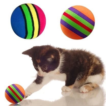 10Pcs Colorful Cat Toy Ball Interactive Cat Toys Play Chewing Rattle Scratch Natural Foam Ball Training Pet Supplies