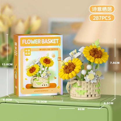 Bouquet Flower Mini Diy Building Block Toys for Children Bricks Blocks for Adults Constructor Micro Bricks Construction Set Gift