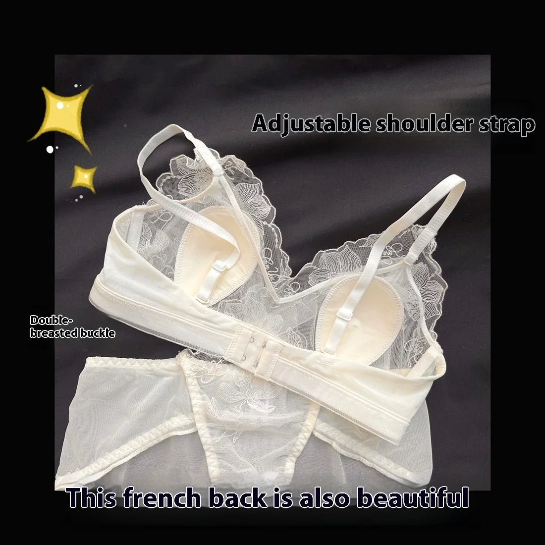 Women's Bra Set French Sexy Sweet Girl Without Steel Ring Color Collision Underwear Thin Section Gathered Lace Triangle Cup Bra