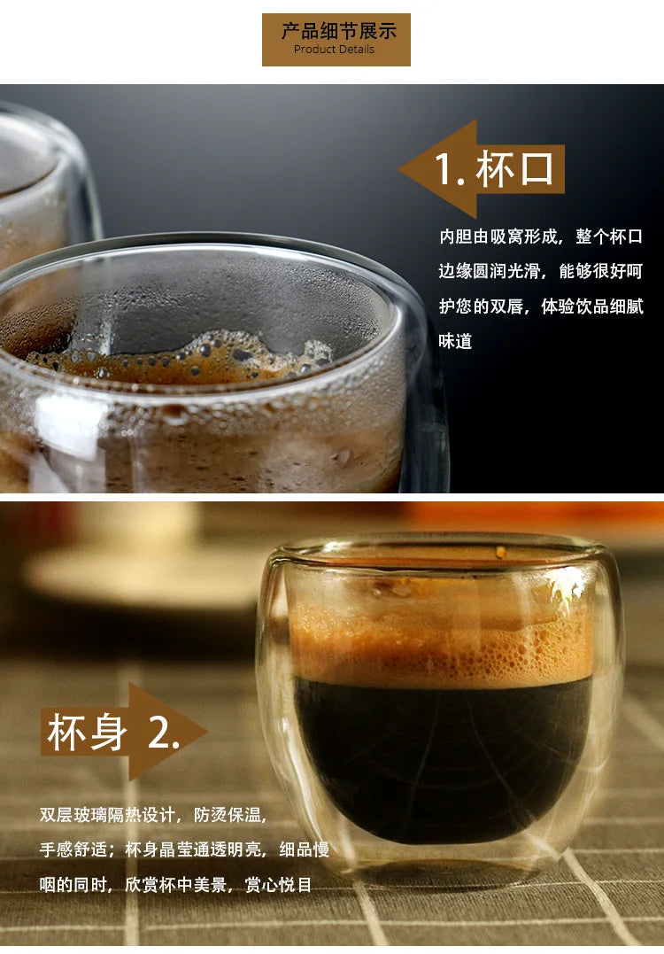 80ML Double Wall Glass Cup 1/12PCS Transparent Handmade Heat Resistant Tea Drink Whisky Wine Set Espresso Coffee Milk Mugs Gift
