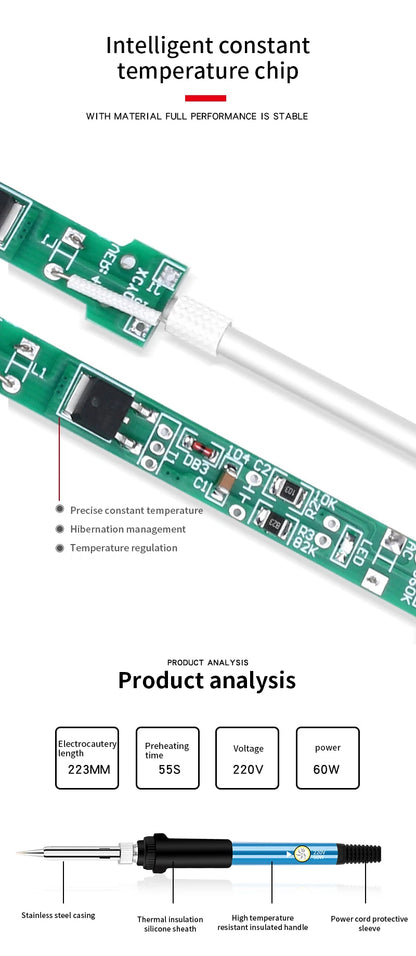 EU/US Solder Solder Iron Repair Soldering 220V/110V Electric Tool 60W Nib Heating Adjustable Welding Tin Temperature/Solder wire