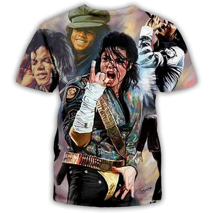 Summer Fashion Hip Hop Artist Print Retro Cool Casual Men's Harajuku Street Style Short-Sleeve Stylish Quick-Drying Breathable