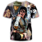 Summer Fashion Hip Hop Artist Print Retro Cool Casual Men's Harajuku Street Style Short-Sleeve Stylish Quick-Drying Breathable