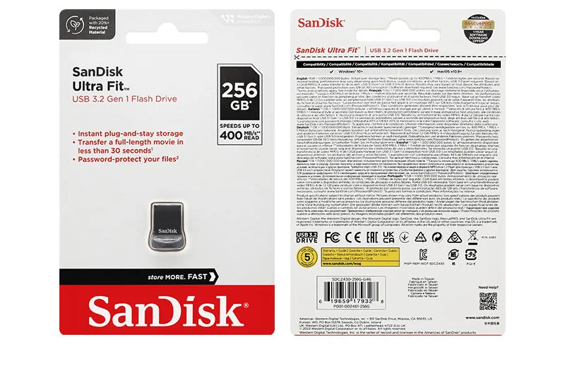 SanDisk Ultra Fit USB 3.2 Pendrive Mini 16GB 32GB 64GB 128GB 256GB 512GB CZ430 Pamięć USB Do 400 MB/s Dysk U