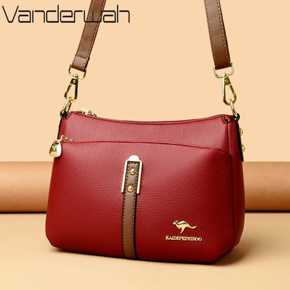 Brand Design Three Layers Fashion Shoulder Messenger Bags Luxury Soft Leather Crossbody Sac Quality Small Handbags and Purses