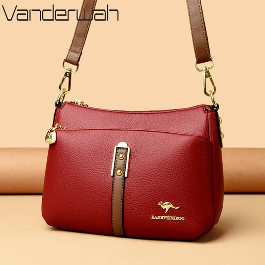 Brand Design Three Layers Fashion Shoulder Messenger Bags Luxury Soft Leather Crossbody Sac Quality Small Handbags and Purses
