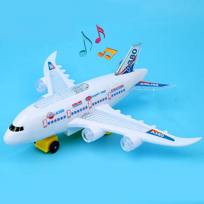 Electronic Aeroplane Toy with Music & Light Airplane Toy Electric Detachable Plane Toys Autopilot Automatic Obstacle Avoidance