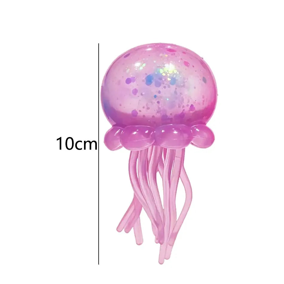Glitter Octopus Squishy Toy Soft Stress Relief Fidget Toy Squeeze Jellyfish Squishy Compression Decompression Toy for Kid Adults