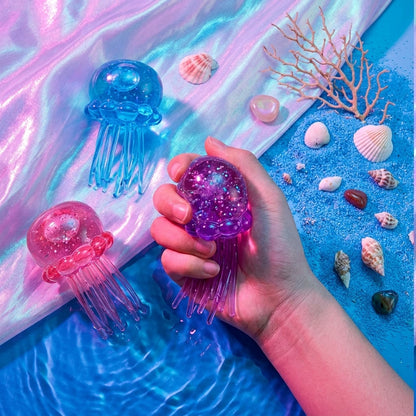 3 Colors Jellyfish Squishy Toy Set Soft Silicone Anti-Stress Squeeze Toy Cute Ocean Animal Fidget Toy for Party Favors Slow