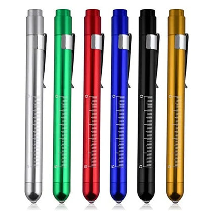 2Pcs Portable Led Flashlight Work Light Medical First Aid Pen Light Torch Lamp with Pupil Gauge Measurements Doctor Diagnosis